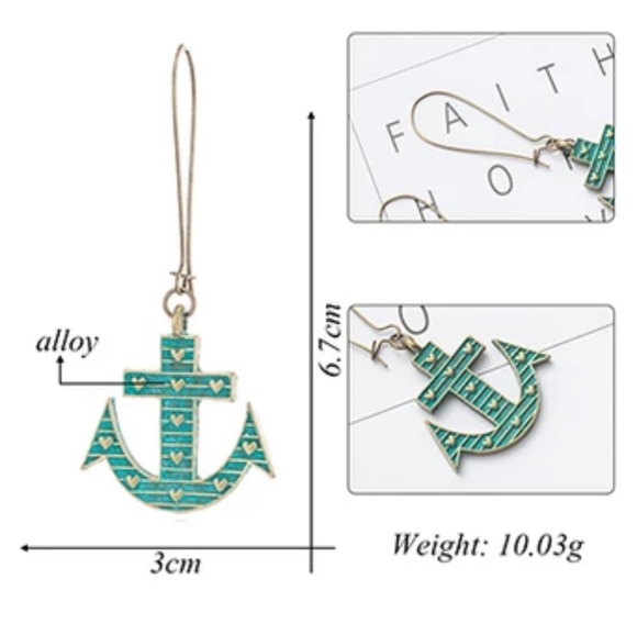 Nautical Anchor drop dangle earrings - Picture 2 of 2